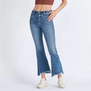 Hidden Los Angeles Women’s Dark Wash High Rise Crop Flare Jeans